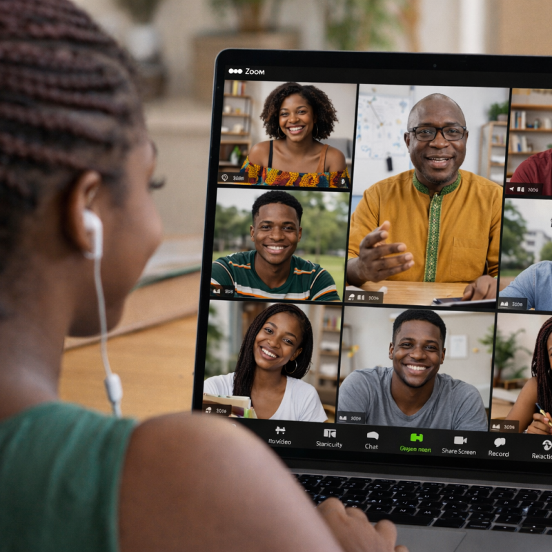 Virtual learning session with Ghanaian students
